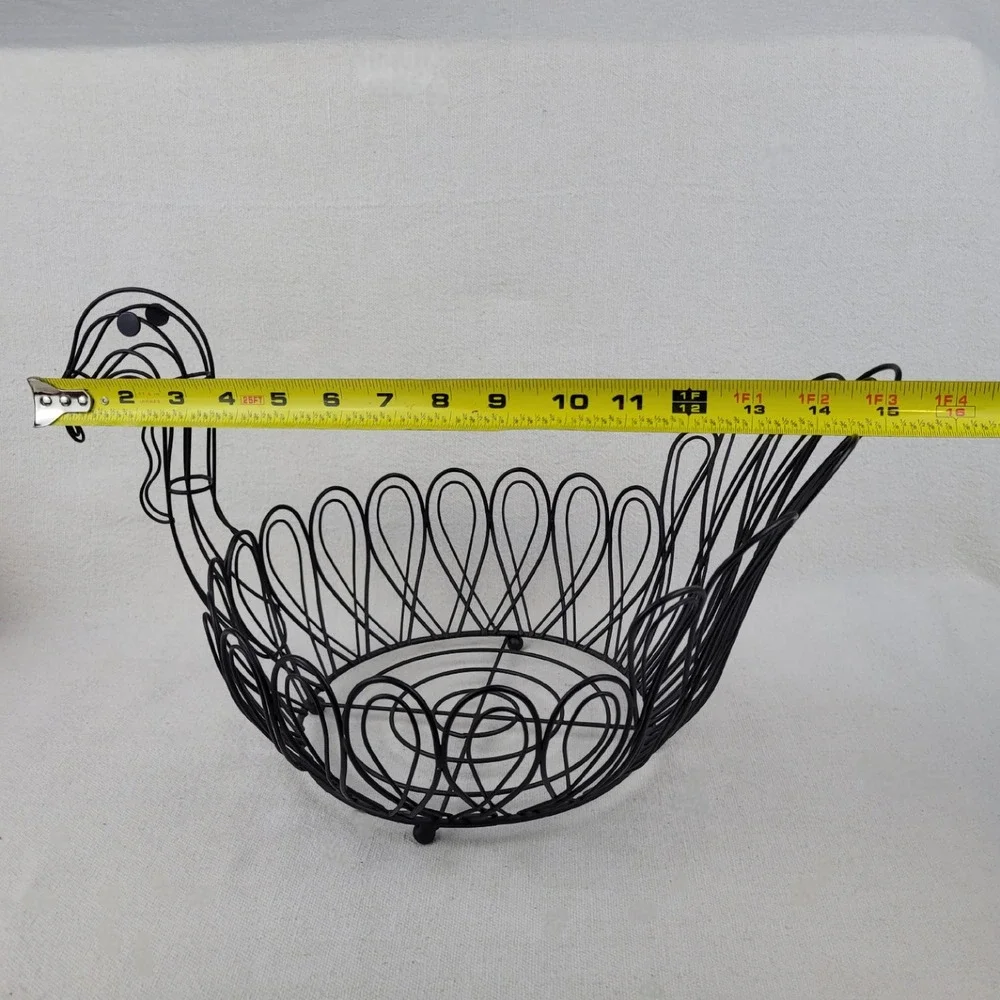 Vintage Black Metal‎ Wire Turkey Basket Thanksgiving Decor Fruit Bowl Farmhouse